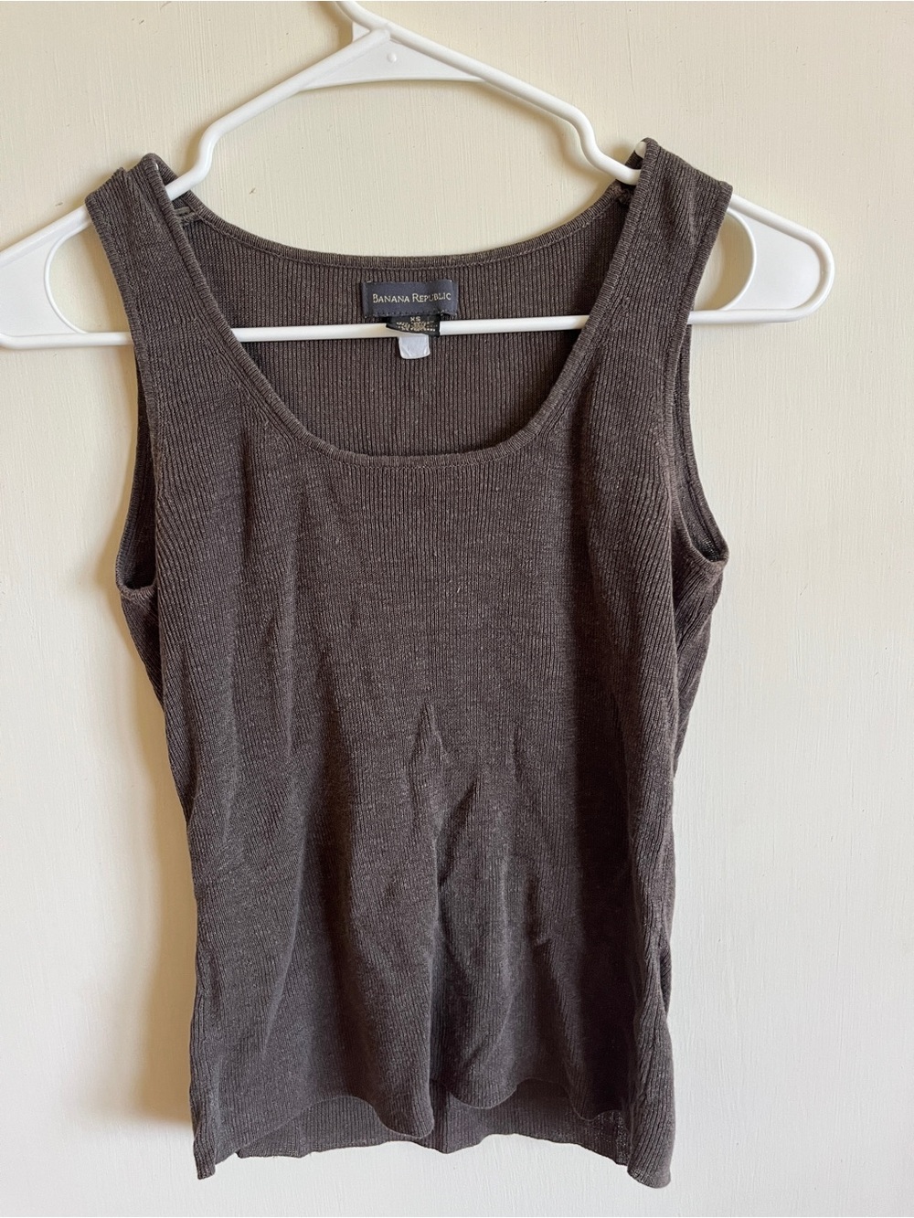 Vintage 90s Banana Republic Women's Brown Ribbed Tank Top